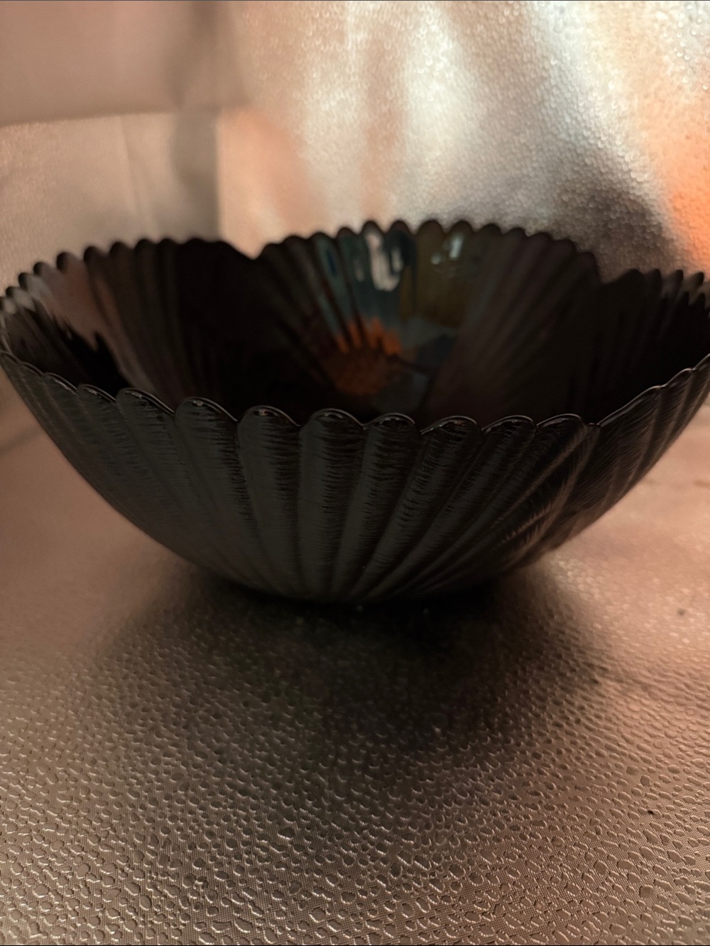 Vintage Arcorcoc Black Glass Seashell Serving Dish Made in France